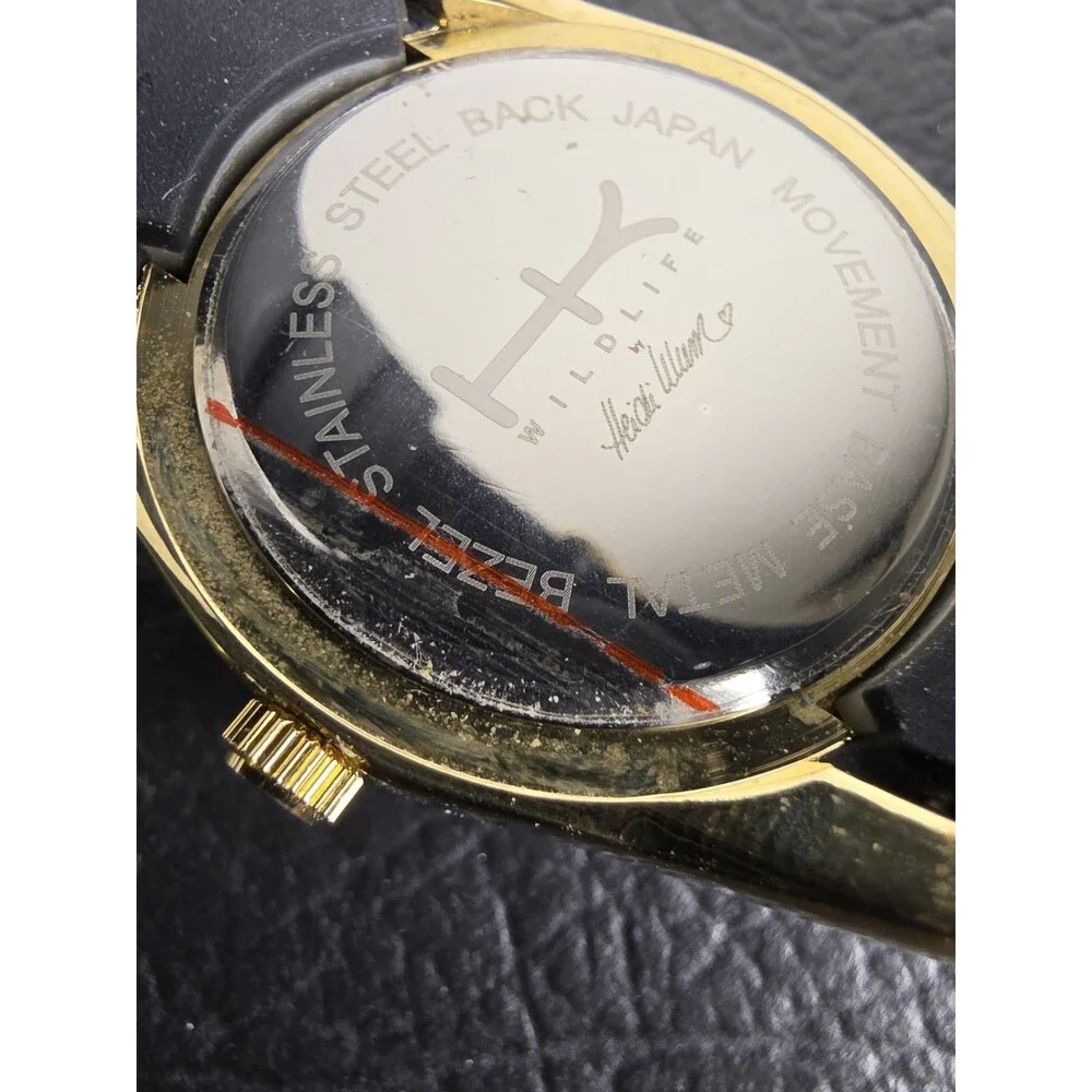 Wildlife by Heidi Klum Mens Dress Watch 38mm Gold Tone Day Date New Battery